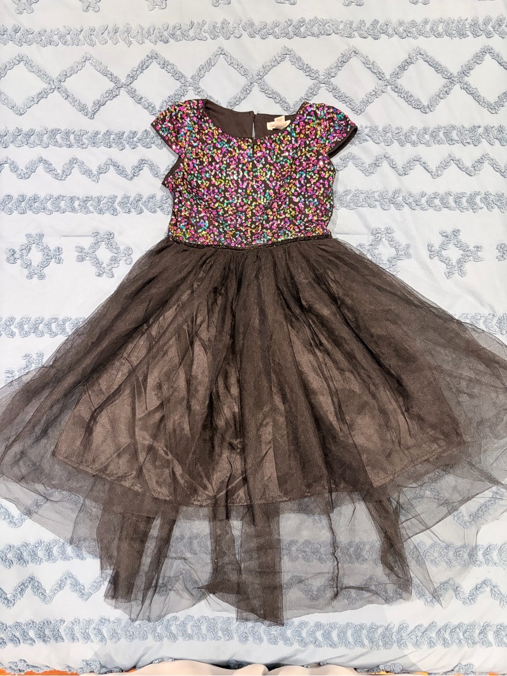 Cat & Jack Black Tulle Skirt Dress with Multicolor Sequin Bodice